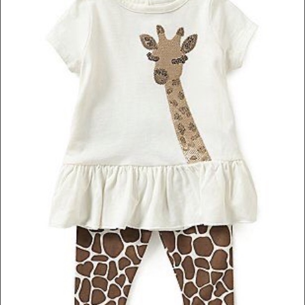 Baby Girls Giraffe Ruffle Hem Top & Legging Set